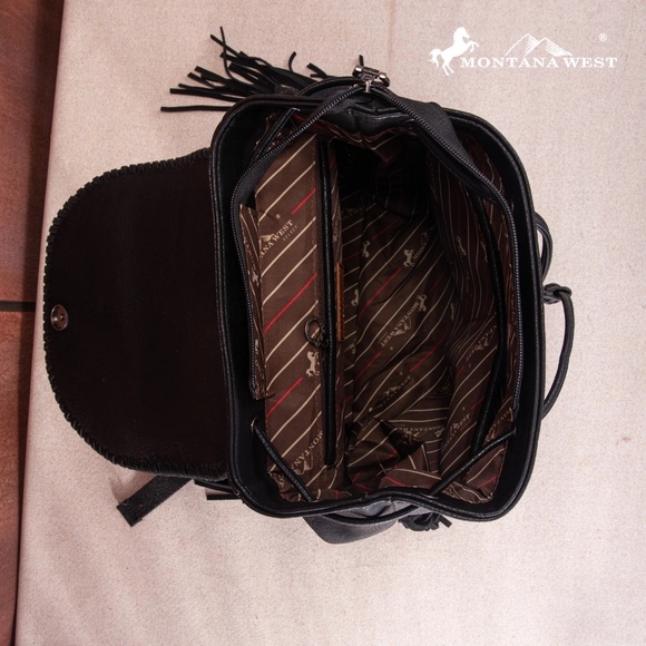 Montana West Floral Embroidered Collection Backpack Black - Picture 5 of 5